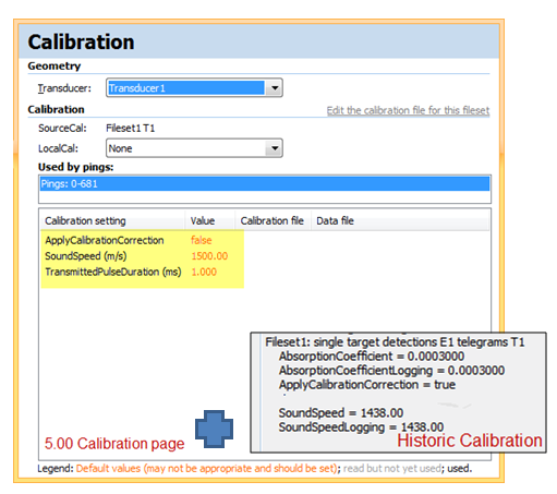 5.0 calibration page and historic values from pre 5 EV file