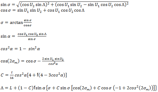 Vincenty converge equations